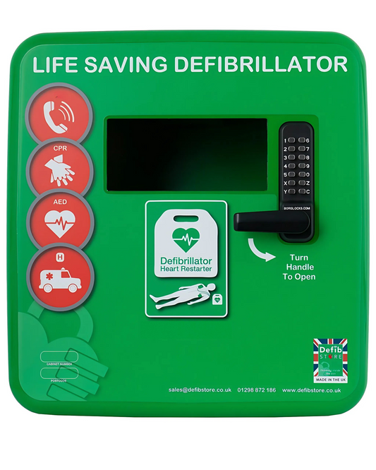 Outdoor AED Cabinet - Keypad Lock - Heater and LED Light - Green