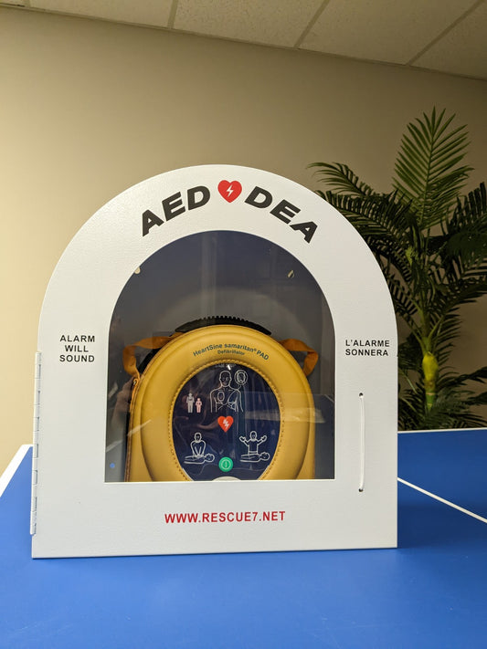 Bilingual Round Top Alarmed AED Cabinet