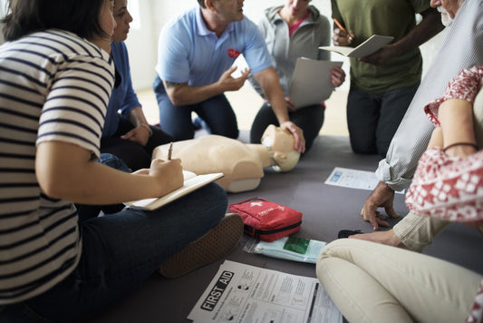 group, of, people, doing, first, aid, training