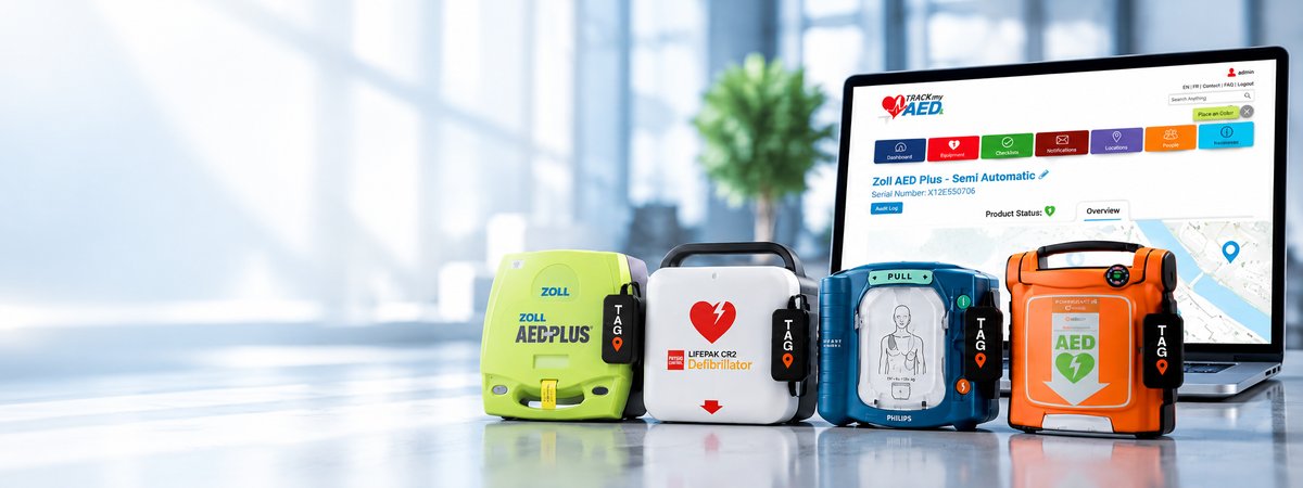 TAG location tracking across an AED fleet with TrackMyAED